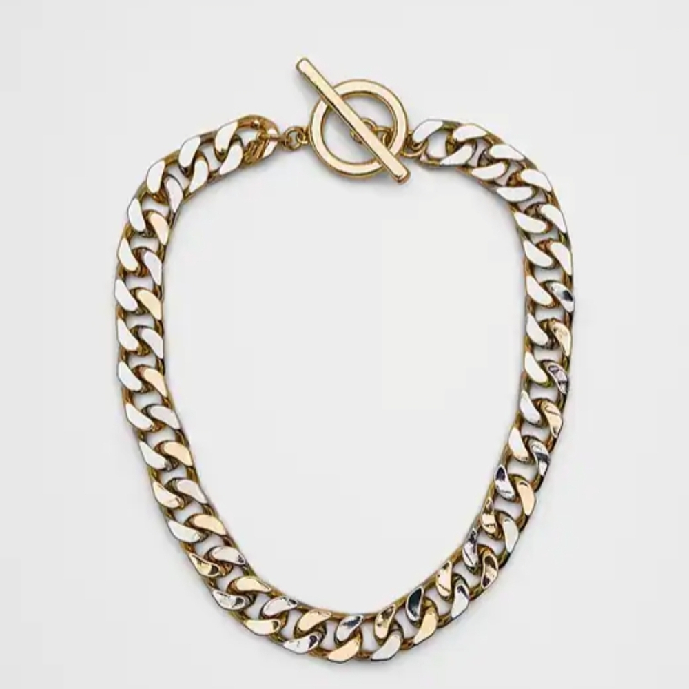 Banana Republic Mixed Metal Curb Chain Toggle Necklace